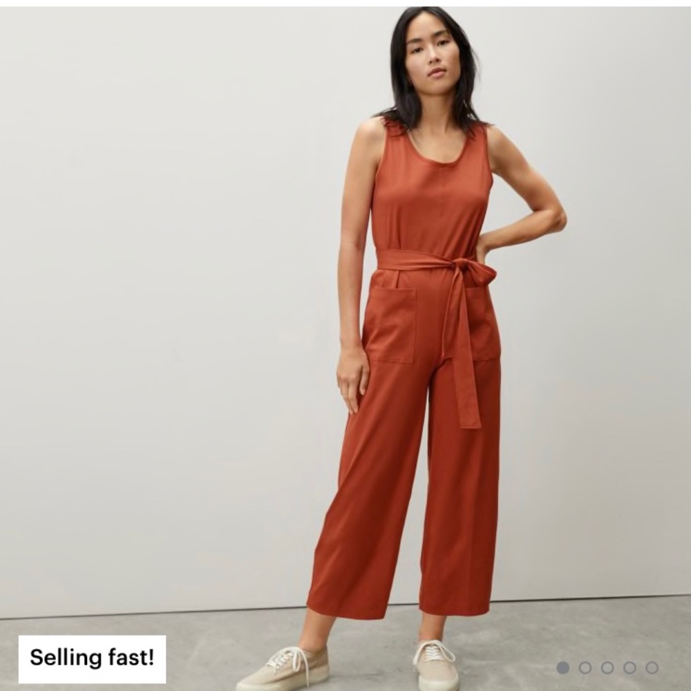 Everlane Luxe Cotton Jumpsuit (Orange)